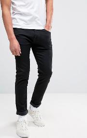 ed 85 slim stretch tapered drop crotch jeans black wash white selvedge