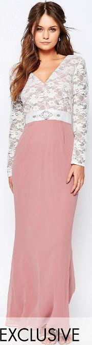 maxi dress with lace bodice and embellished waist