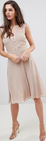 Midi Dress With Lace Detail