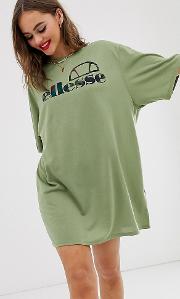 Recycled Oversized T Shirt Dress With Palm Front Logo