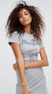 Relaxed Mini T Shirt Dress With Corset Detail Bralet Overlay And Chest Logo