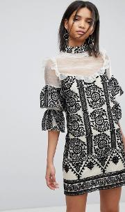 embroidered frill dress