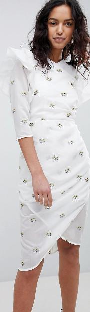 structured embroidered dress