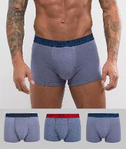 3 pack trunk in blue with contrast waistband