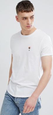 curved hem t shirt with palm logo
