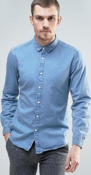 denim shirt in light blue wash