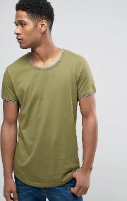 longline t shirt with double hem and curve bottom