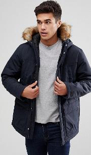 Parka With Faux Fur Hood