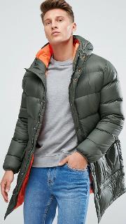 puffer coat in khaki