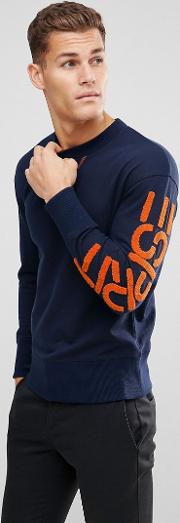 recycled sweat with contrast branded sleeve