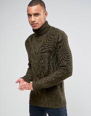 roll neck knit with cable front detail