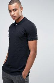 slim fit basic pique polo shirt in black
