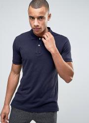 slim fit basic pique polo shirt in navy