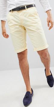 slim fit chino shorts  yellow