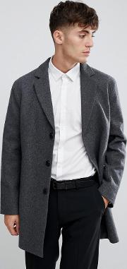 smart wool overcoat in grey marl