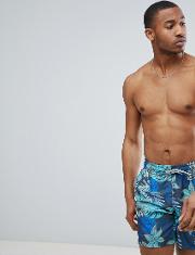 swim shorts with hibiscus print