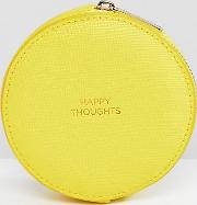 yellow 'happy thoughts' circle coin purse