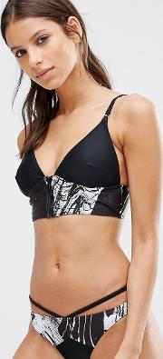 black contrast triangle bikini top