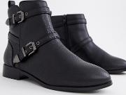 Buckle Flat Multi Ankle Boots