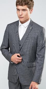 Skinny Dogtooth Suit Jacket