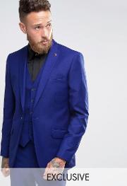 skinny suit jacket with peak lapel  blue