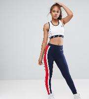 Legging With Racer Stripe And Logo Detail
