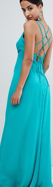 Plunge Front Maxi Dress With Strappy Back
