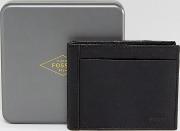 Bifold Wallet In Black With Flip Id  Leather