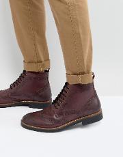 brogue boots burgundy leather