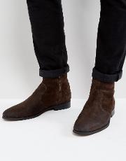 deconstructed boots brown suede