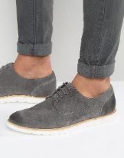Derby Shoes In Grey Suede
