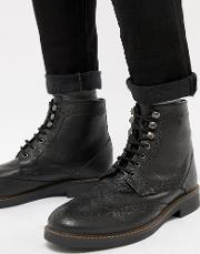 milled brogue black leather