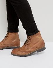 milled brogue boots tan leather