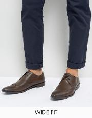 wing tip brogue shoes  brown leather