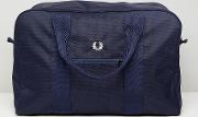 checked twill holdall in navy