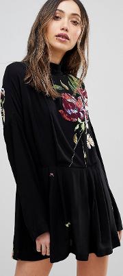 gemma embroidered floral tunic dress