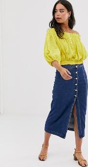 Jasmine Buttoned Midi Skirt