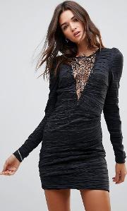 look of love lace insert bodycon dress