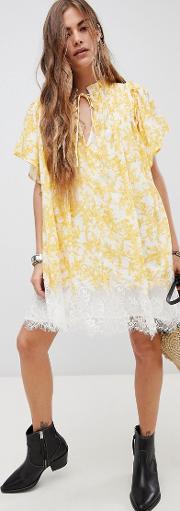 marigold print tunic dress