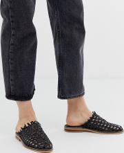 Mirage Leather Woven Slip On Flat Shoes
