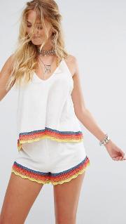 white fire matching shorts and vest set