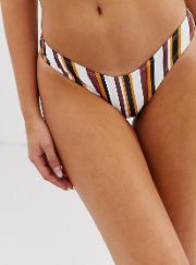 High Leg Bikini Bottom Stripe