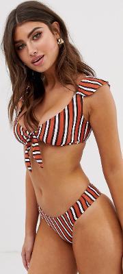 Sleeve Bikini Top Stripe