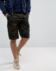 military camo print cargo shorts