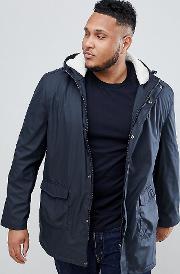 Plus Shine Fishtail Hooded Mac With Borg Lining