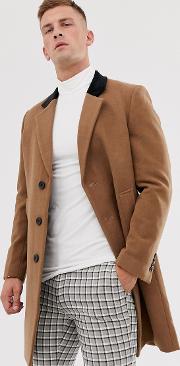 Premium Wool Rich Overcoat With Velvet Collar