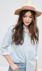 straw hat with red band detail