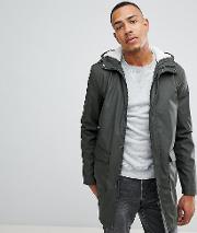 tall shine fishtail hooded mac with borg lining