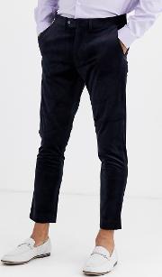 Skinny Fit Velvet Cropped Suit Trousers