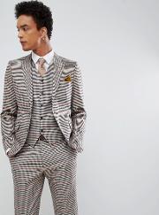slim fit heritage check wool blend suit jacket
